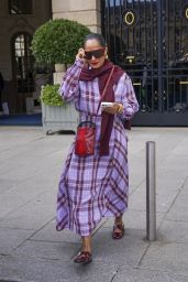 Tracee Ellis Ross Exits Ritz in Plaid Parisian Chic, July 8, 2025