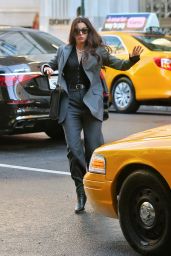 Anne Hathaway Commands Pinstripe Chic on Prada 2 Set