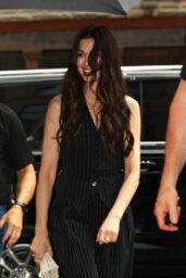 Anne Hathaway's Pinstripe Power Suit for DWP2