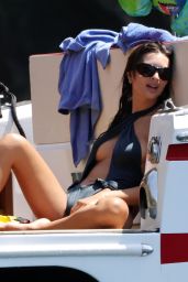 Emily Ratajkowski - Soaks up the Mediterranean Sun in a Thong-Cut Swimsuit