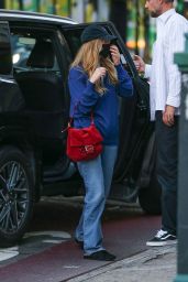 Jennifer Lawrence - Debuts a Crimson Pop for NYC Date Night