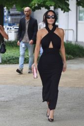 Kim Kardashian debuts whiplash chic at Venice Film Festival airport arrival