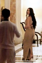 Kim Kardashian - Unveils Roman Suede Chic
