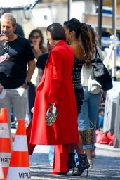 Lily Collins Debuts Fiery Parisian Power Suit on Emily in Paris Set
