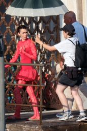 Lily Collins Debuts Whiplash Chic in Venice