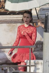 Lily Collins Debuts Whiplash Chic in Venice