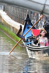 Lily Collins Films “Emily in Paris” in Floral Glam – Venice, August 23, 2025