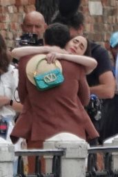 Lily Collins Films “Emily in Paris” in Floral Glam – Venice, August 23, 2025