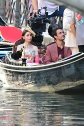 Lily Collins Films “Emily in Paris” in Floral Glam – Venice, August 23, 2025