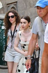 Lily Collins - Retro-Chic Filming in Venice