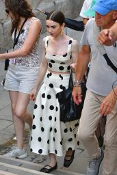 Lily Collins - Retro-Chic Filming in Venice