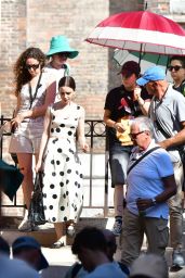 Lily Collins - Retro-Chic Filming in Venice