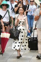Lily Collins - Retro-Chic Filming in Venice