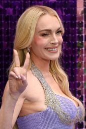 Lindsay Lohan Debuts Lavender Whiplash at Freakier Friday UK Premiere – July 2025