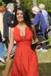 Salma Hayek Unveils 'Crimson Joy' on 30 Rock Set