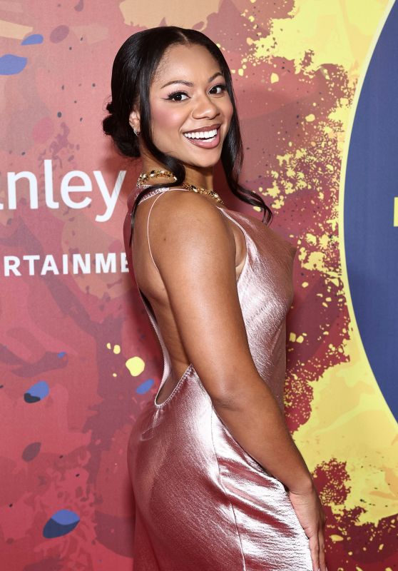 Simone Joy Debuts Metallic Pink Backless Dress at AAFCA TV Honors 2025