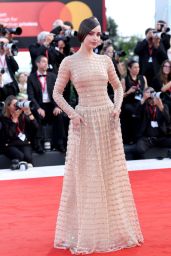 Sofia Carson Debuts Embellished Nude Gown at Venice 2025 “Frankenstein” Premiere