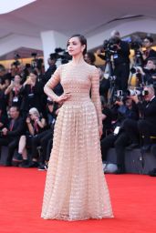 Sofia Carson Debuts Embellished Nude Gown at Venice 2025 “Frankenstein” Premiere