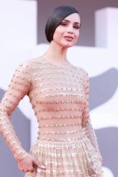 Sofia Carson Debuts Embellished Nude Gown at Venice 2025 “Frankenstein” Premiere