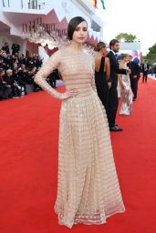 Sofia Carson Debuts Embellished Nude Gown at Venice 2025 “Frankenstein” Premiere