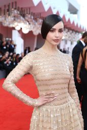 Sofia Carson Debuts Embellished Nude Gown at Venice 2025 “Frankenstein” Premiere