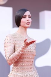 Sofia Carson Debuts Embellished Nude Gown at Venice 2025 “Frankenstein” Premiere