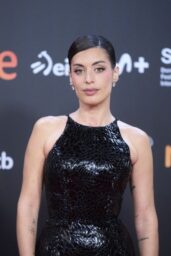 Aida Domenech Ignites San Sebastian in Liquid Black Sequin Gown