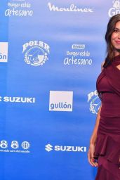 Alba Ramirez Unveils a Burgundy Waterfall Gown at the Yummy Awards