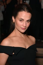 Alicia Vikander Commands London Press Night in Sculpted Black Dress