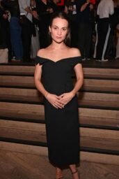 Alicia Vikander Commands London Press Night in Sculpted Black Dress