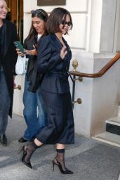 Ariana Greenblatt Unveils Power Suiting In Paris With A Sharp Pinstripe Skirt Set