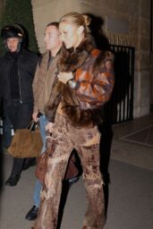 Bella Hadid Channels Y2K Chic in Deconstructed Leather and Fur in Paris 2025