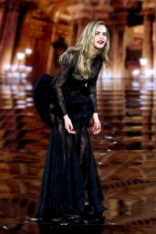 Cara Delevingne Champions Sheer Lace Gown on Paris Catwalk 2025