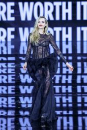 Cara Delevingne Champions Sheer Lace Gown on Paris Catwalk 2025