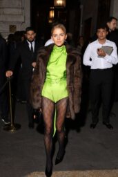 Caro Daur Unveils Milan’s Boldest Gucci After-Party Look in Lime Satin