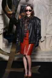 Cristin Milioti showcases leather and plaid mix at Saint Laurent Paris Fashion Week 2025
