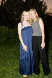 Dakota Fanning in Long Navy Maxi Dress at La Ligne Dinner