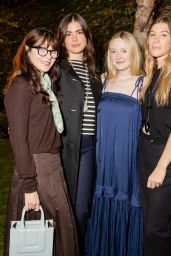 Dakota Fanning in Long Navy Maxi Dress at La Ligne Dinner