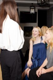 Dakota Fanning in Long Navy Maxi Dress at La Ligne Dinner