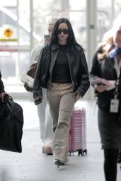 Demi Lovato Commands Vancouver Airport in Leather Transit Chic