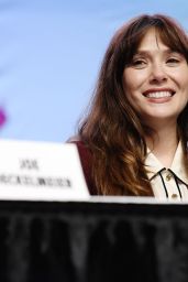 Elizabeth Olsen Commands Comic Con Panel in Burgundy Power Blazer