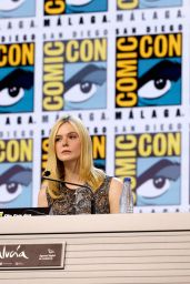 Elle Fanning Embodies Comic-Con Chic In Sequined Top And Effortless Wide-Leg Trousers