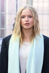 Ellie Bamber Ignites LFW With Sculpted Red Lip Precision
