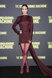 Emily Blunt Commands The Smashing Machine Premiere Bordeaux Satin Drama