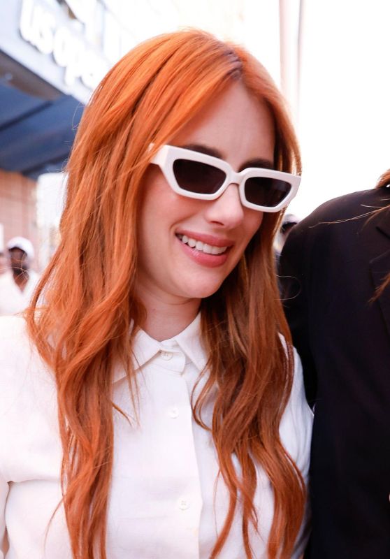 Emma Roberts attends 2025 US Open Men’s Final in Whiplash White