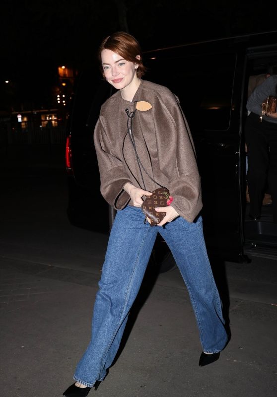 Emma Stone Selects Cozy Chic at Paris Party 2025