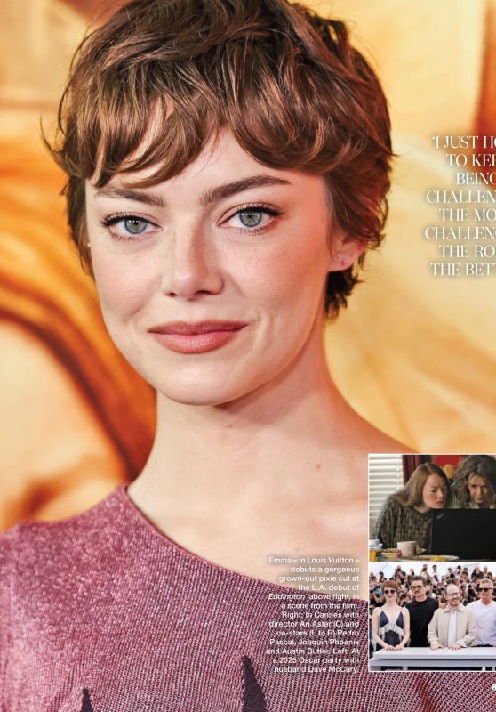 Emma Stone Unveils Pixie Cut Auteur Styling in Louis Vuitton