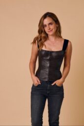 Emma Watson Ignites Podcast Photoshoot Leather Denim Minimalism