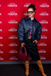 Gigi Zumbado Unveils Edgy Chic in Cropped Bomber and Schoolboy Tie