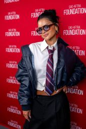 Gigi Zumbado Unveils Edgy Chic in Cropped Bomber and Schoolboy Tie